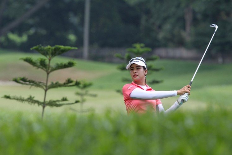 Thai Nemittra Juntanaket hits her approach shot on No. 9