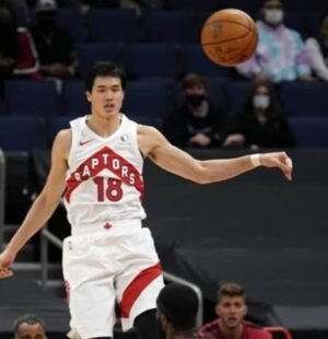 Japanese-born Yuta Watanabe of Toronto recorded career highs in points and rebounds against Cleveland.