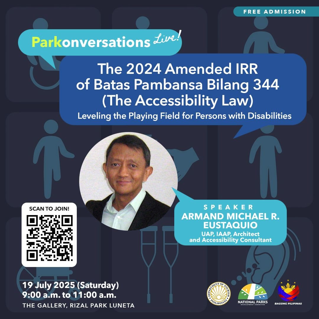 Arch. Armand Eustaquio to lead PARKonversations Live! 2025 session on inclusive design and accessibility law.