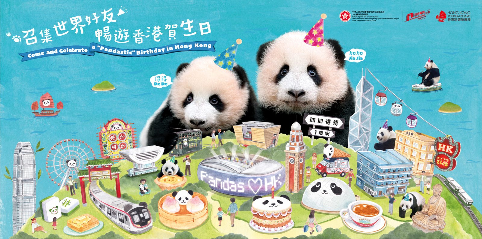 The birthday-edition LABUBU x Panda Twins vinyl toy features LABUBU in green, holding the panda twins