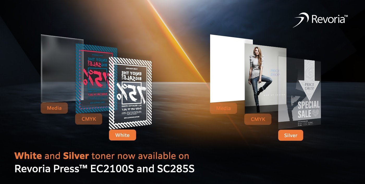 Revoria Press EC2100S with new White and Silver toner options at drupa 2024.