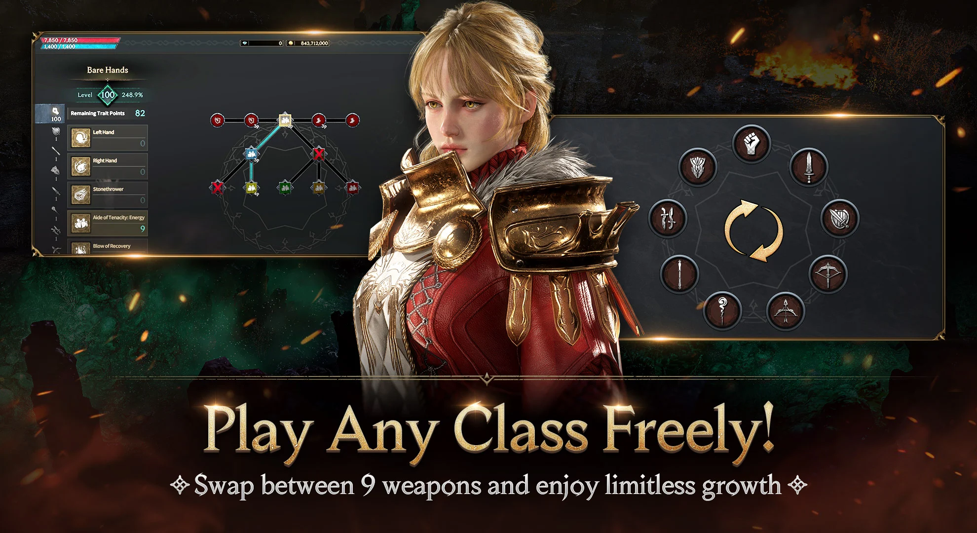 The Infinite Class system removes traditional MMORPG restrictions