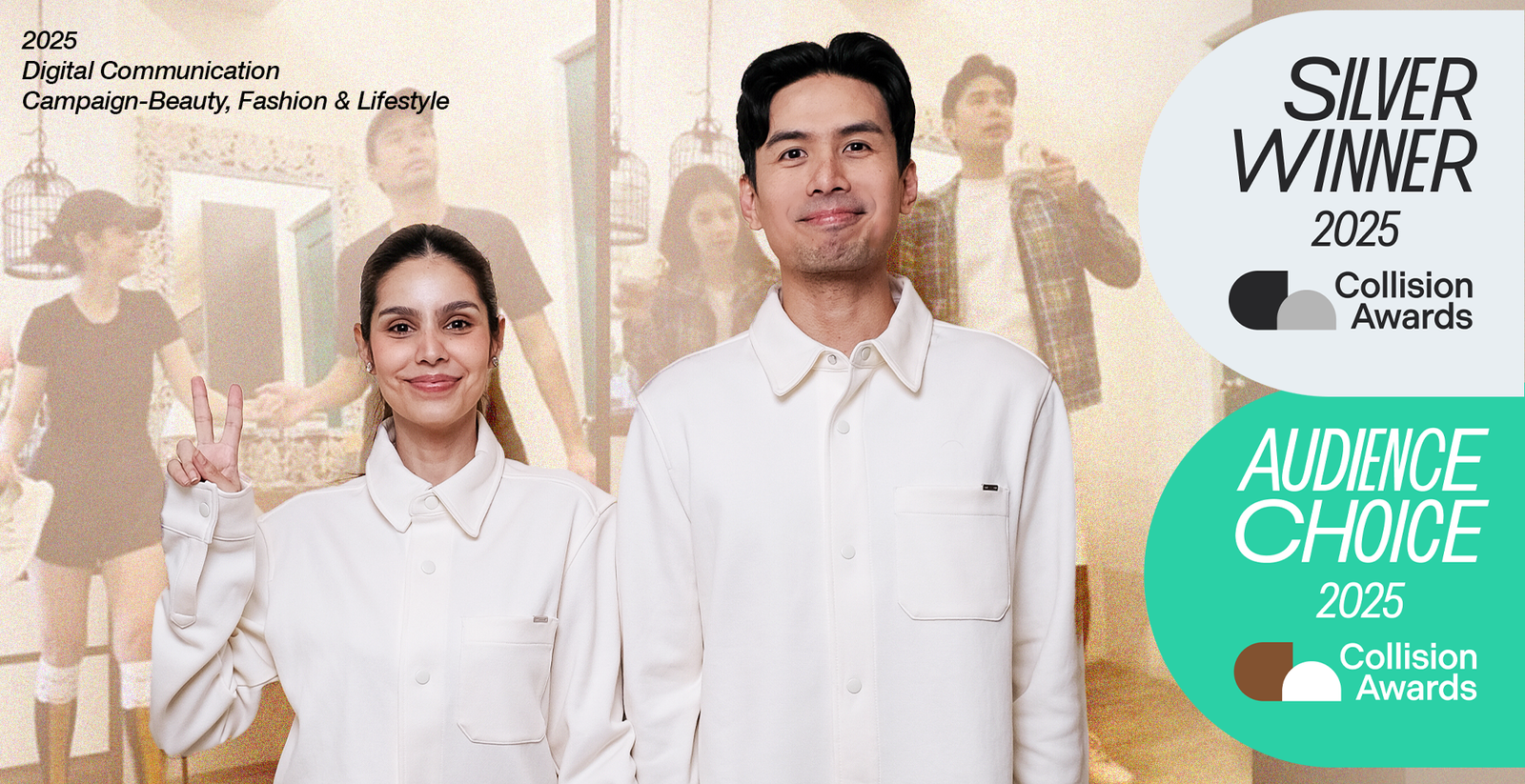 Christian Bautista and Kat Bautista celebrate their double win at the 2025 Collision Awards.