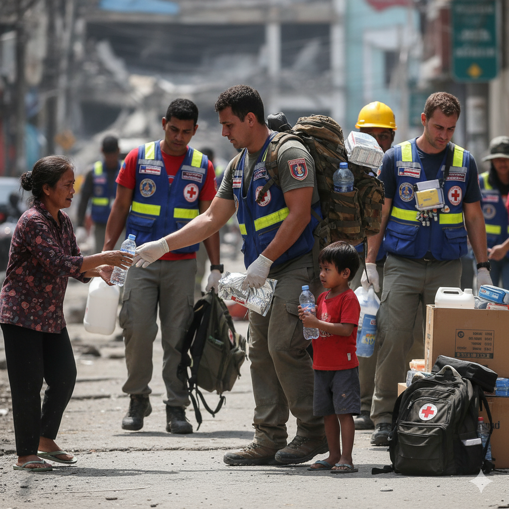 Emergency kits provide crucial food, water, and shelter during the first 72 hours after a disaster.