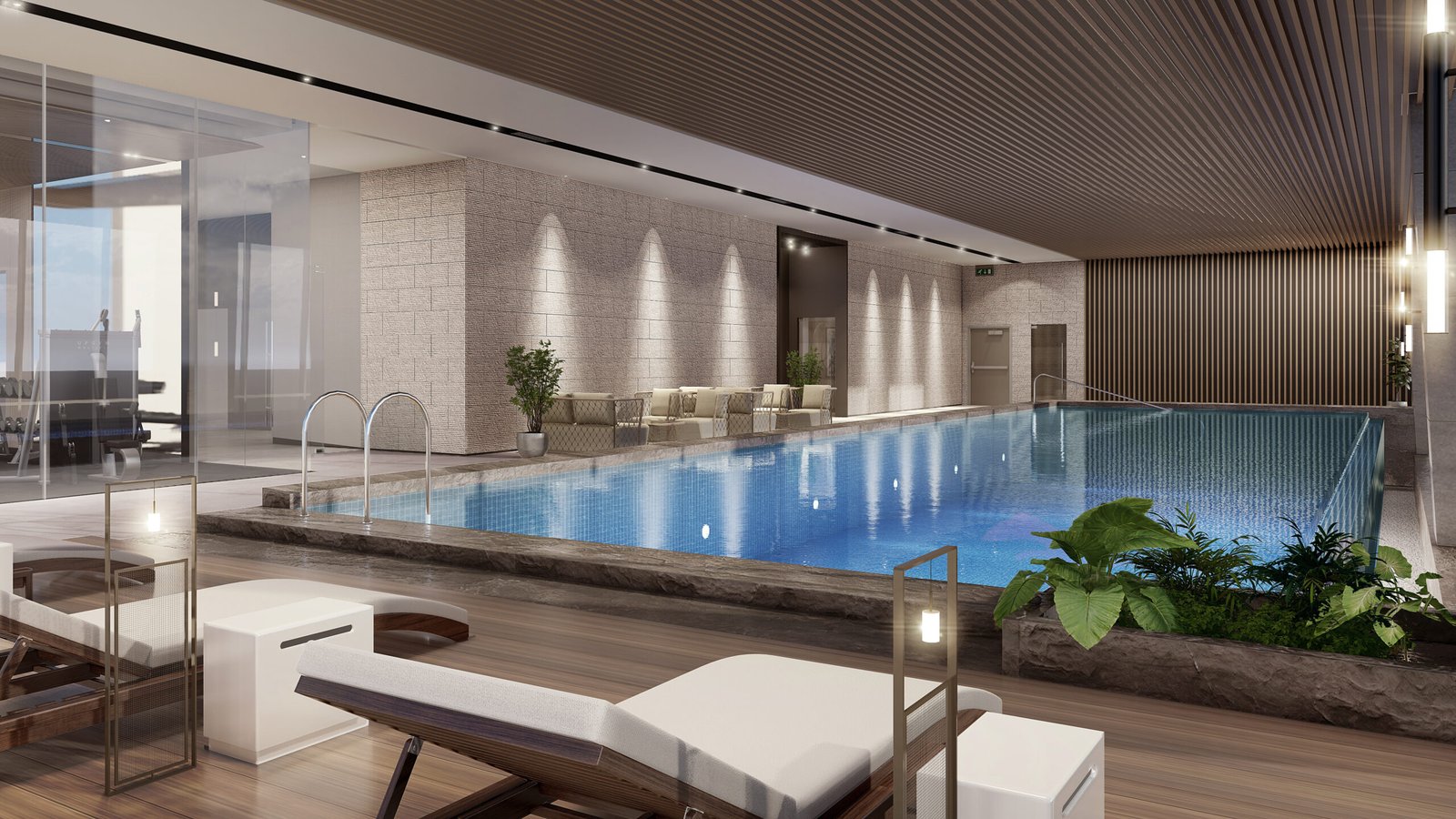AC Fitness and indoor swimming pool on the 57th floor provide wellness options.