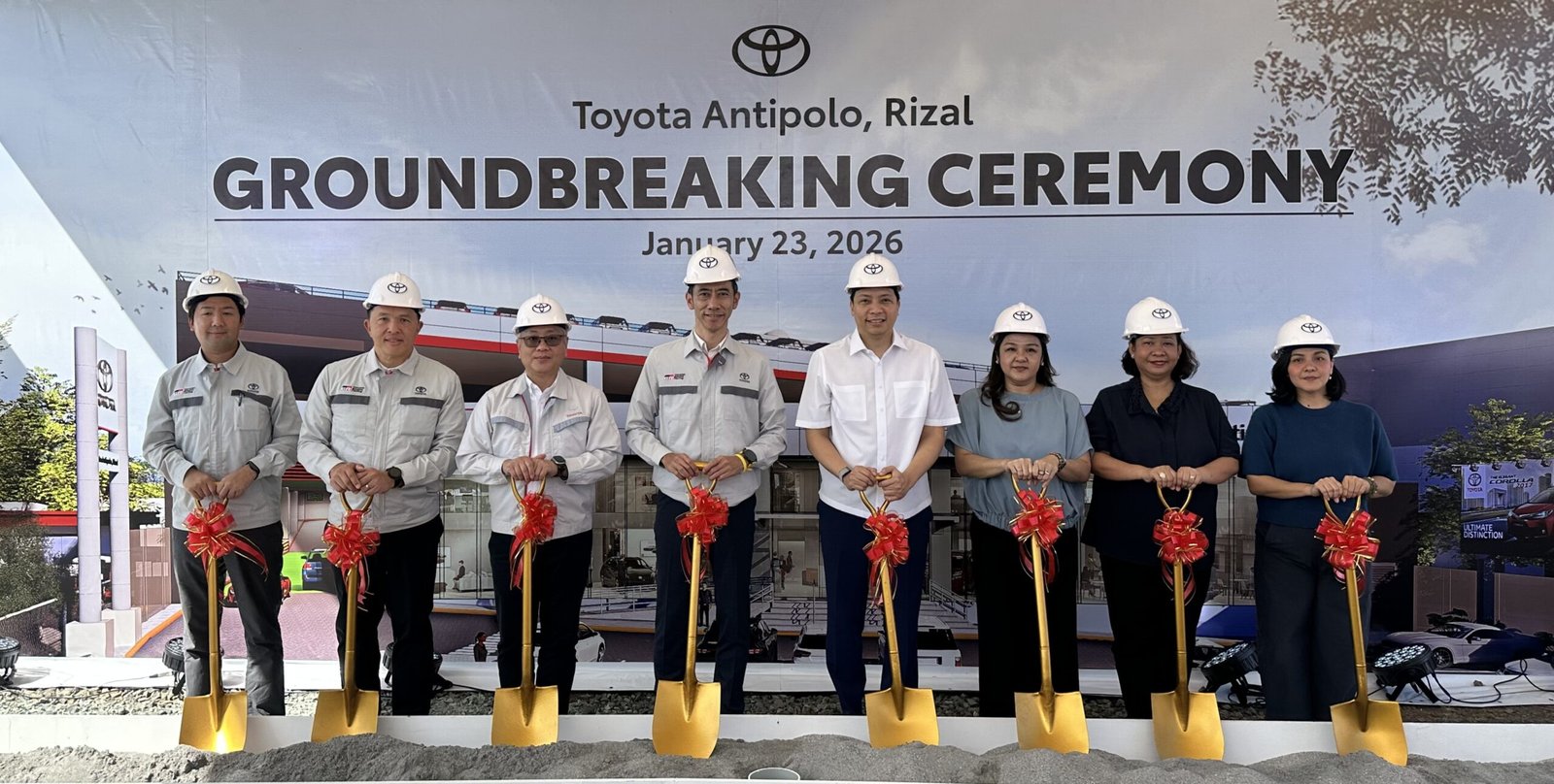  IN PHOTO (L to R): TMP Senior Vice President for Marketing Division Ryo Yokoyama, TMP Senior Vice President for Marketing Division Sherwin Chua-Lim, TMP Executive Vice President for Marketing Division Jose Maria Atienza, TMP President Masando Hashimoto, Antipolo City Mayor Hon. Casimiro "Jun" Ynares III, Toyota Antipolo, Rizal President Zellyn Lim Diaz, Toyota Antipolo, Rizal Vice Chairman Liberty Manuel, and Toyota Antipolo, Rizal Director Lesley Lim