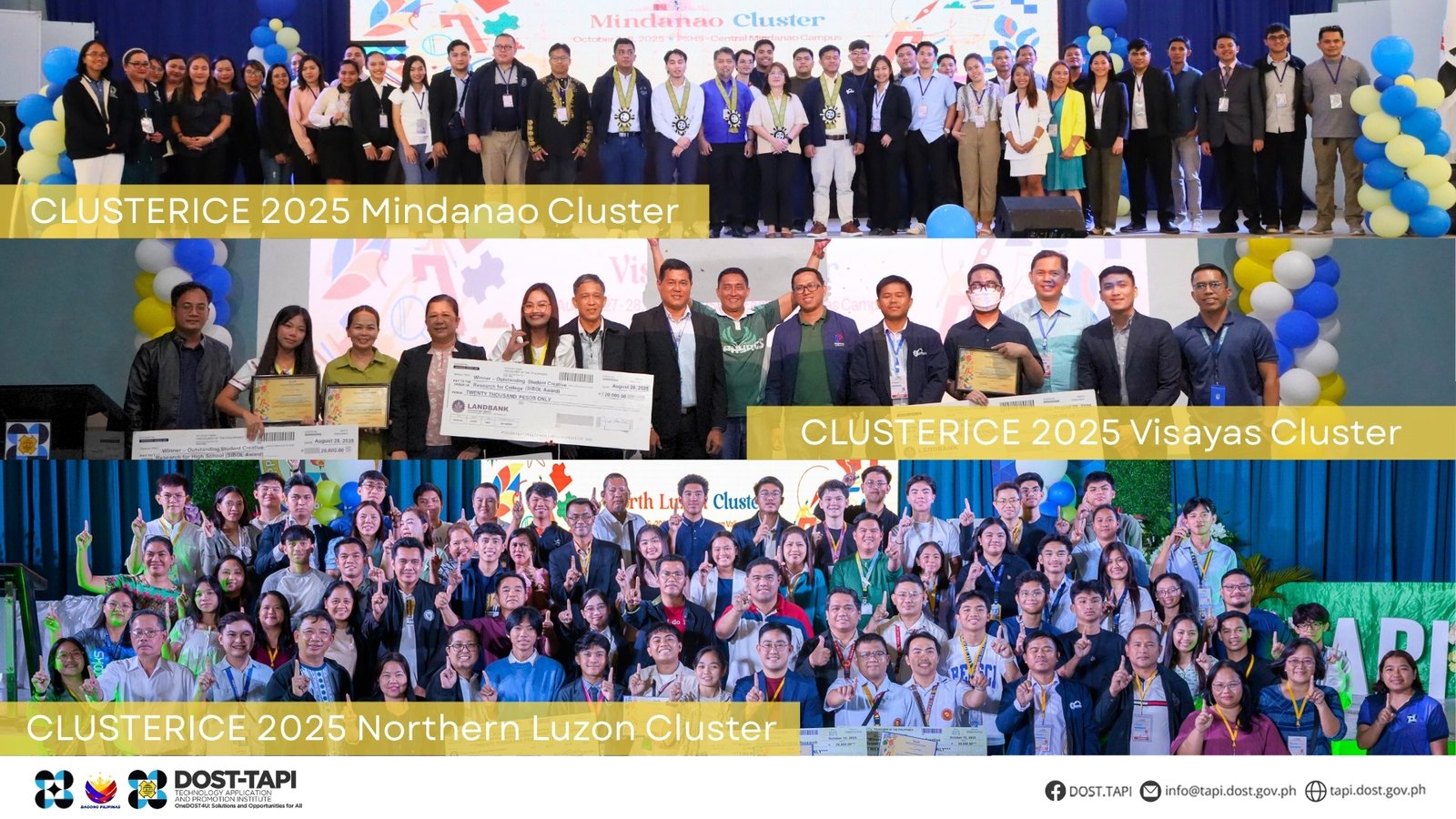 Regional Invention Contest and Exhibits by Cluster (ClusteRICE) 2025 winners from Northern Luzon, Visayas, and Mindanao clusters.