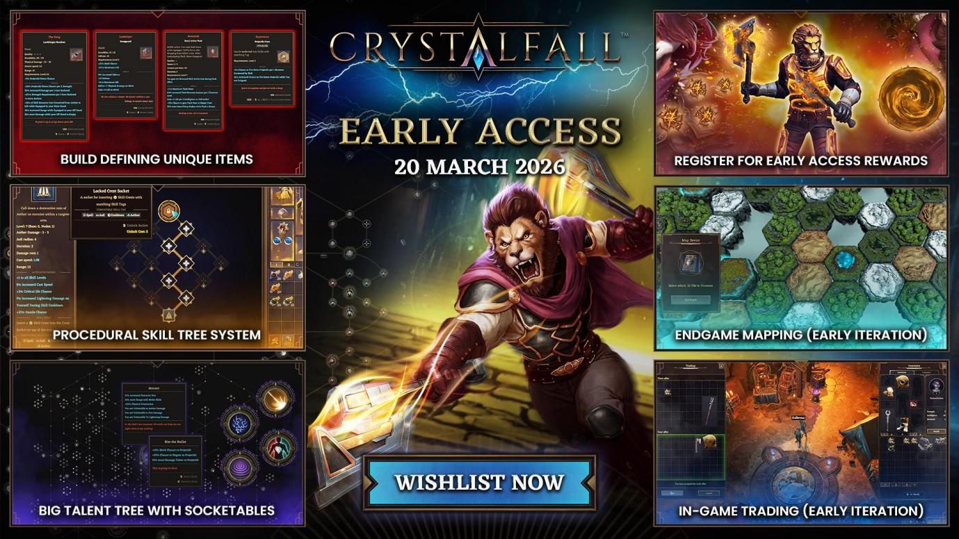 Crystalfall is a steampunk action RPG set in a post-apocalyptic world shaped by volatile crystal energy.