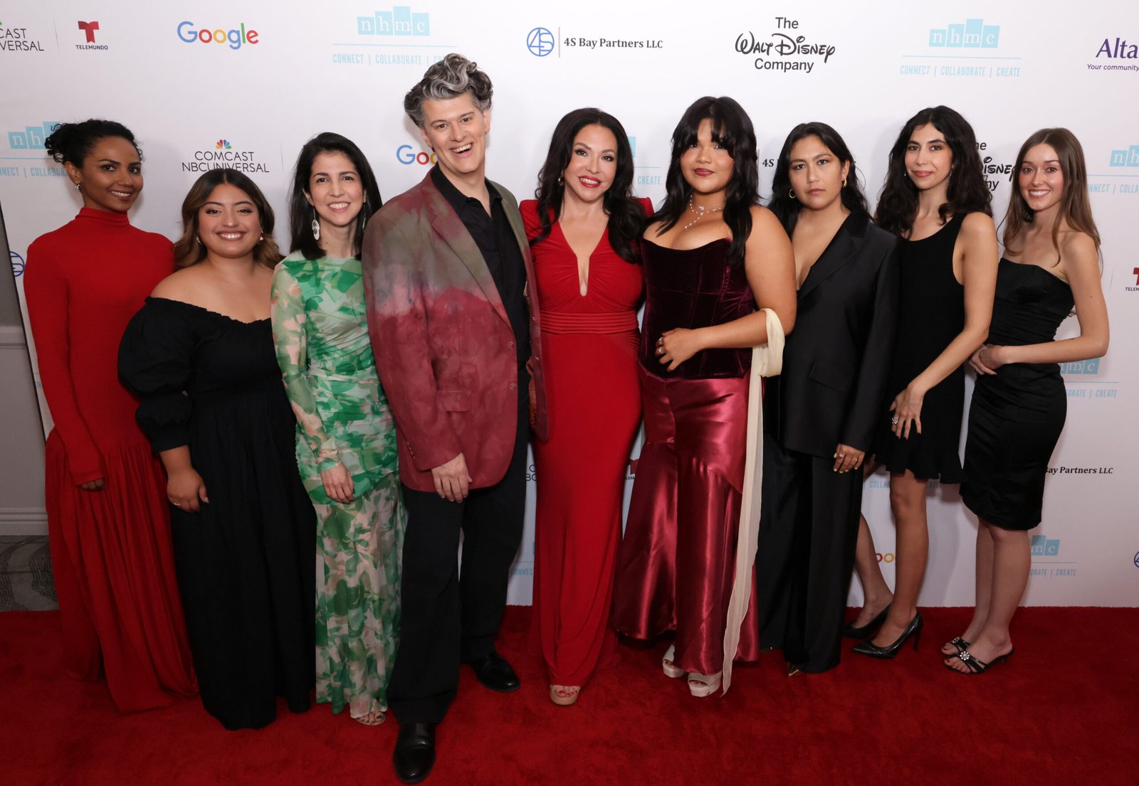  (L-R) Chris Estrada, Frida Perez, Keyla Monterroso Mejia, Lorena Perez Batista, James Ortiz, Brenda Victoria Castillo, President & CEO, National Hispanic Media Coalition, Belissa Escobedo, Beth de Araújo, Danya Jimenez, Hannah McMechan and Isabella Gomez attend the National Hispanic Media Coalition Impact Awards Gala 2026 at The Beverly Hilton on April 24, 2026 in Beverly Hills, California. (Photo by Rodin Eckenroth/Getty Images for National Hispanic Media Coalition) 