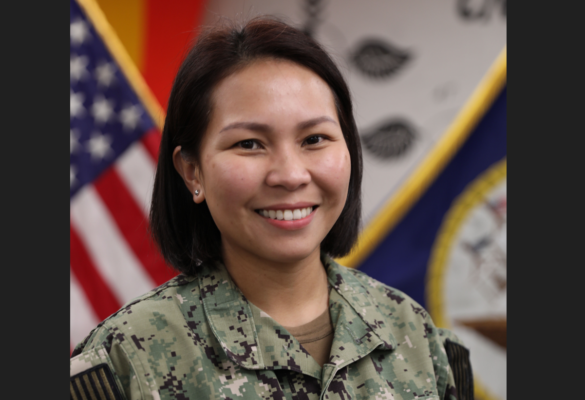 Petty Officer 2nd Class Jenly Bonifacio serves at Keesler Air Force Base. [photo credit: Mass Communication Specialist 1st Class Hunter Harwell, Navy Office of Community Outreach]