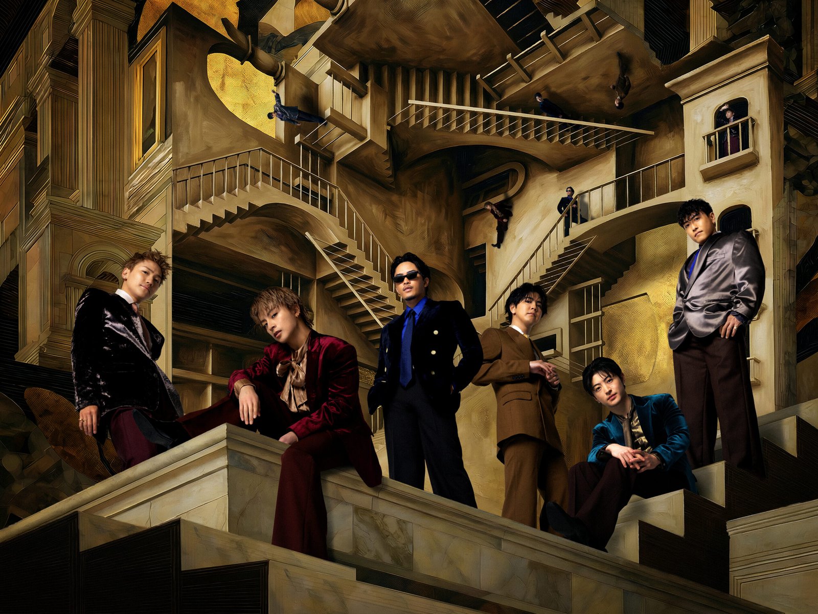 The members of GENERATIONS appear in a group portrait as their back catalog returns to Japan’s music charts.