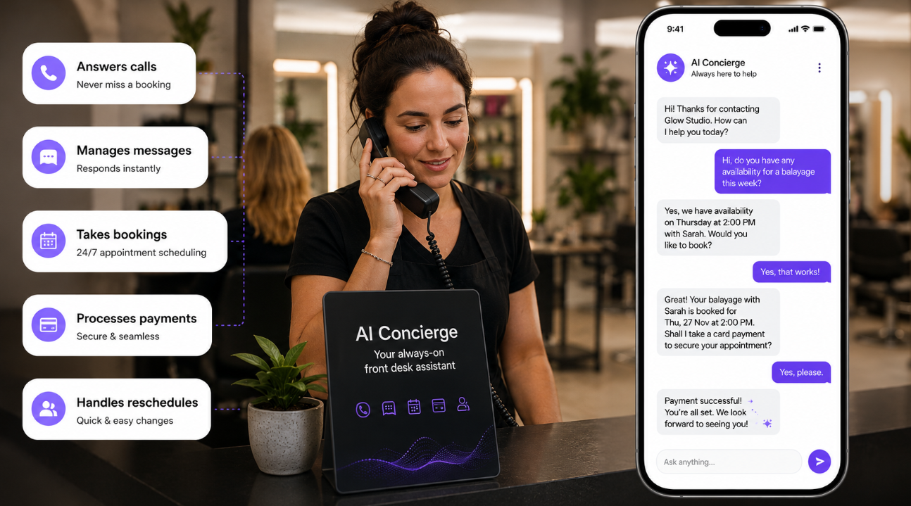 AI-powered customer service concept for beauty and wellness industry automation.