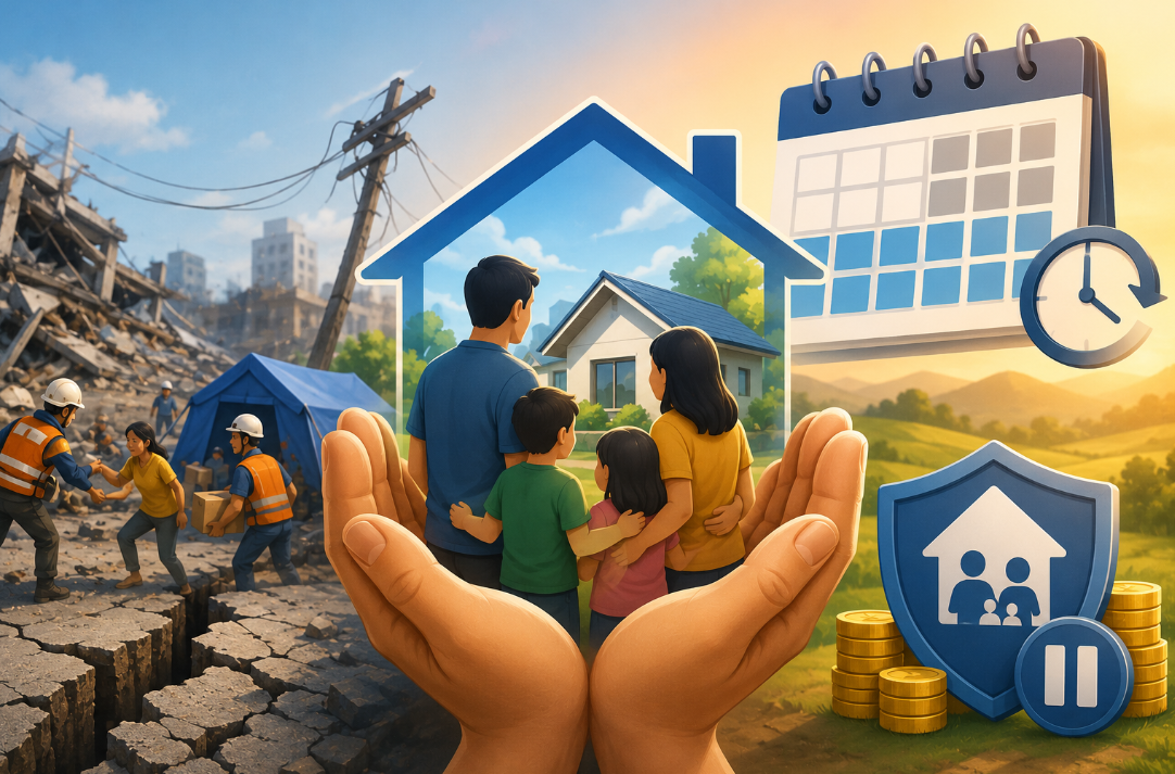 Families in Davao City and General Santos City will receive temporary relief from monthly housing payments following the recent earthquake.