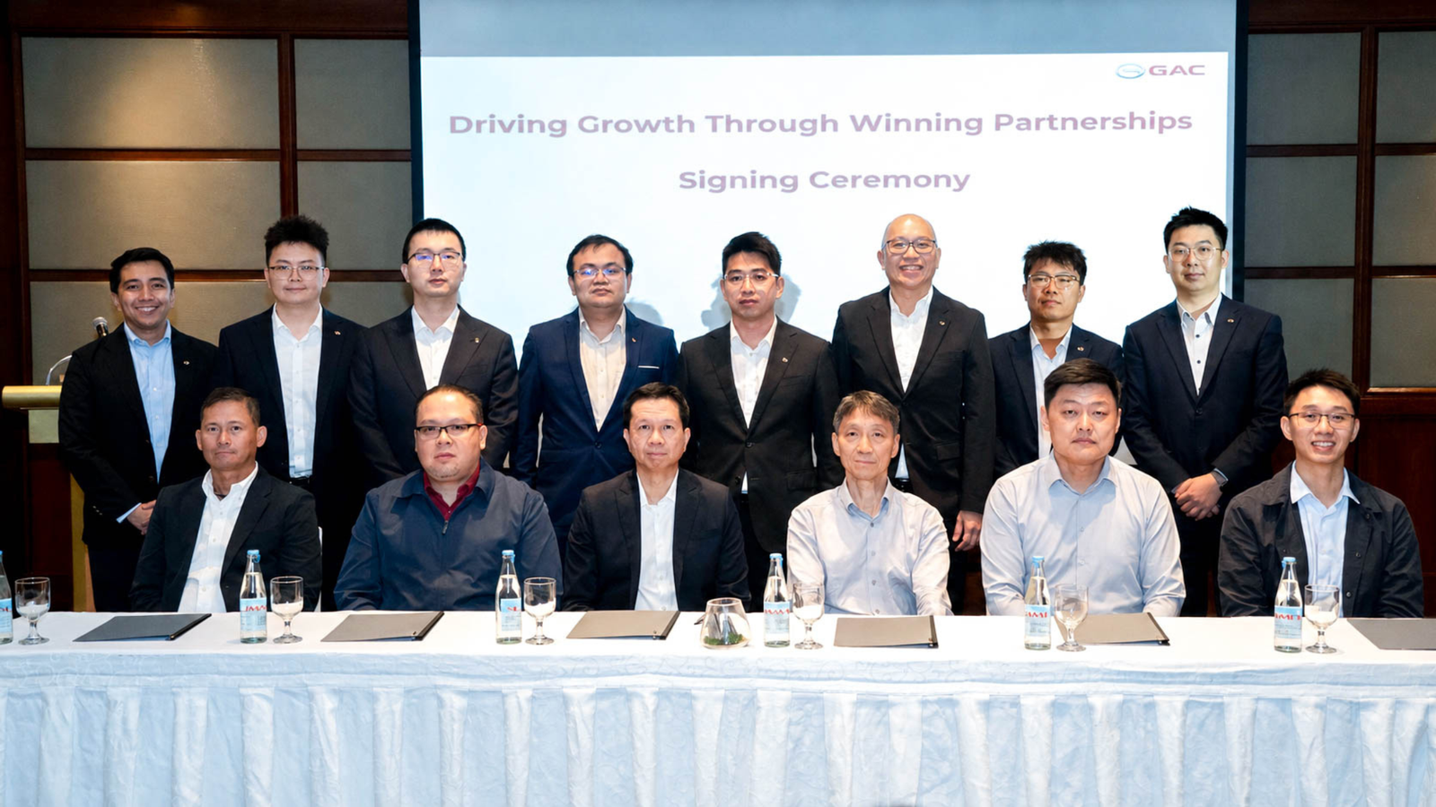 GAC Philippines executives and dealer partners pose during the ceremonial signing for six new dealership agreements.