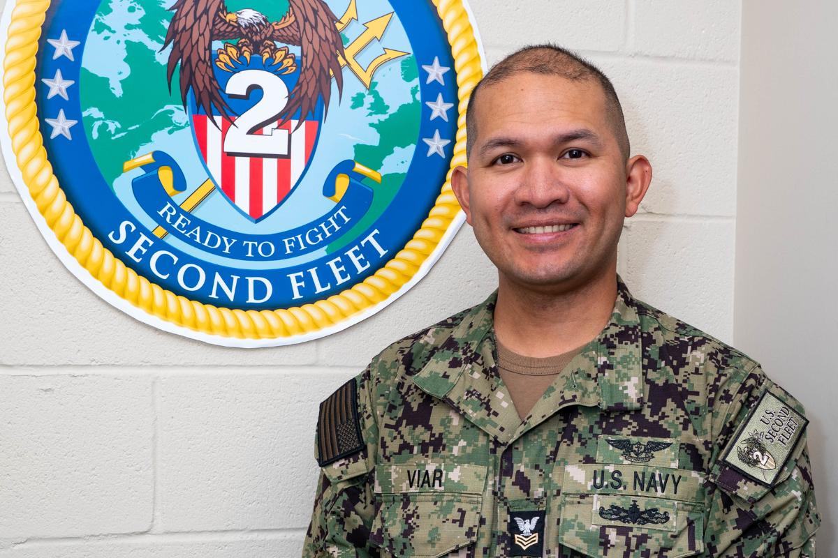 U.S. Navy Petty Officer 1st Class James Viar earned his doctorate at Oklahoma State University while continuing his Navy service. [photo credit: Alvin Plexico, Navy Office of Community Outreach]