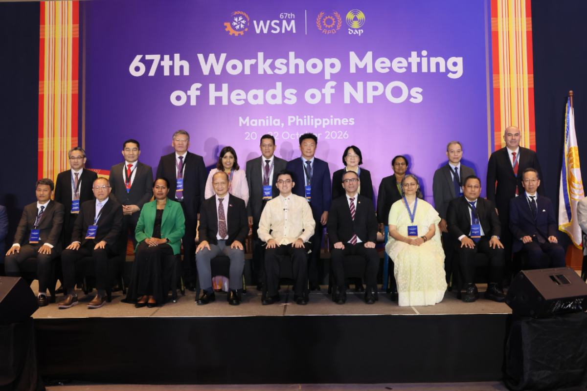 NPO Heads with guest of honor Kim Robert C. de Leon, Secretary of the Department of Budget and Management of the Philippines (seated, center), and APO Secretary-General Dr. Indra Pradana Singawinata (seated, fifth from right)