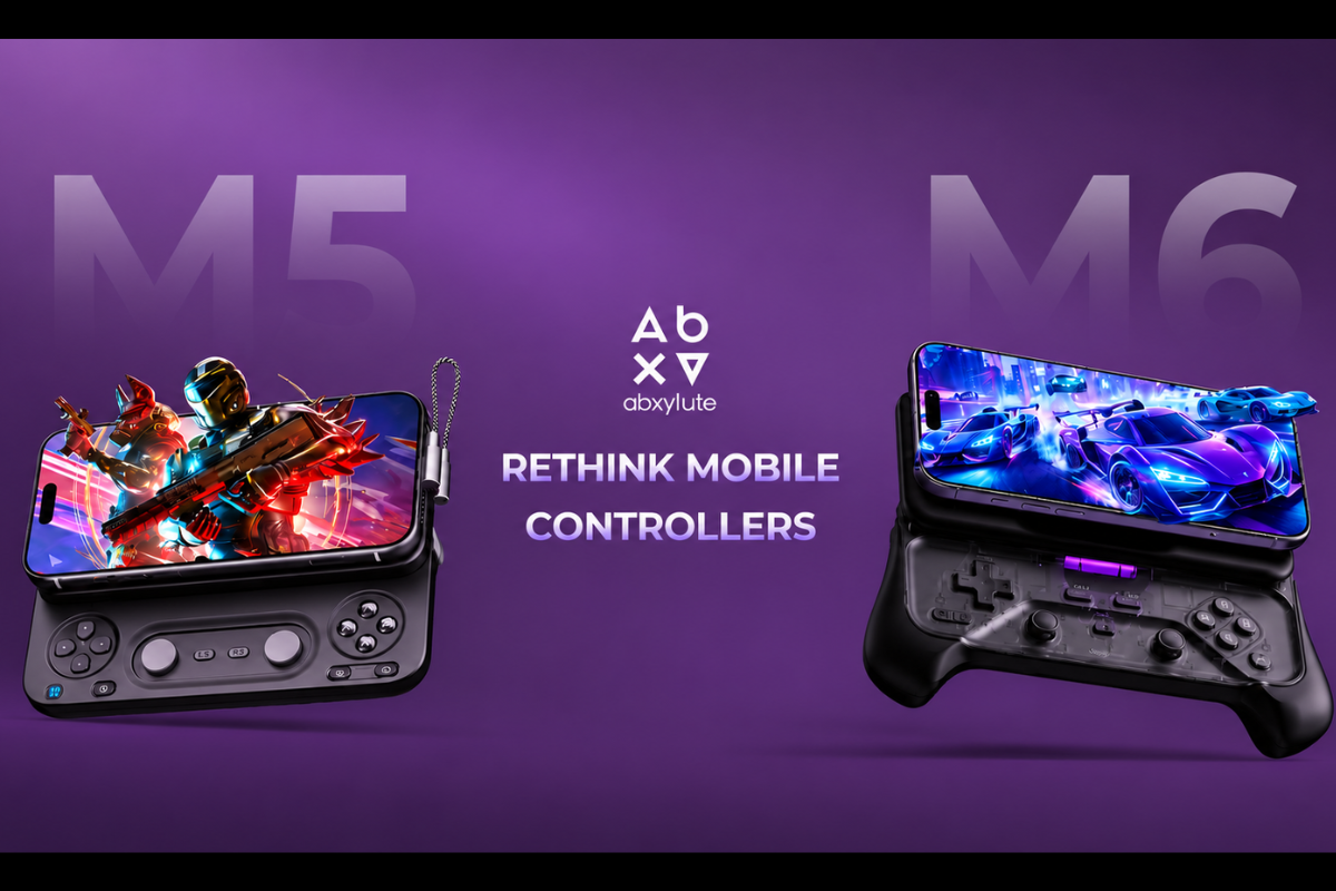 Abxylute M6 and M5 Mobile Controllers The Abxylute M6 and M5 mobile controllers bring a slim form factor and gaming-focused features to smartphone players through a Kickstarter campaign.