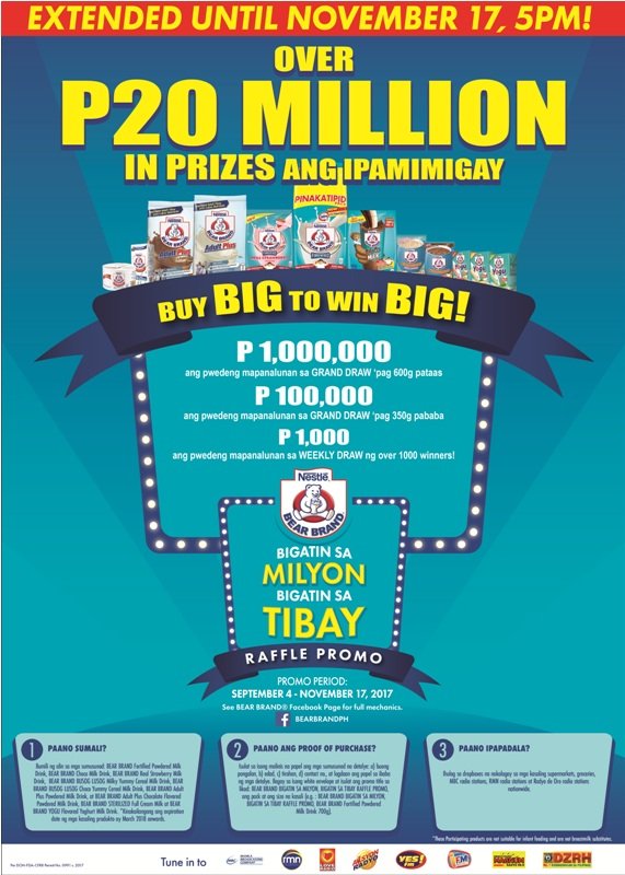 BEAR BRAND Bigatin sa Milyon, Bigatin sa Tibay Raffle Promo Extended