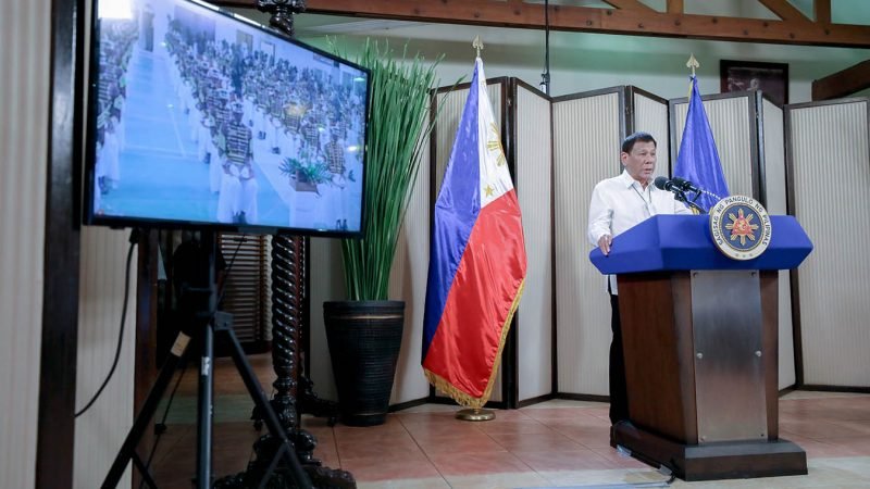 President Duterte to PMA, PNPA graduates: Stay loyal to the flag, Constitution