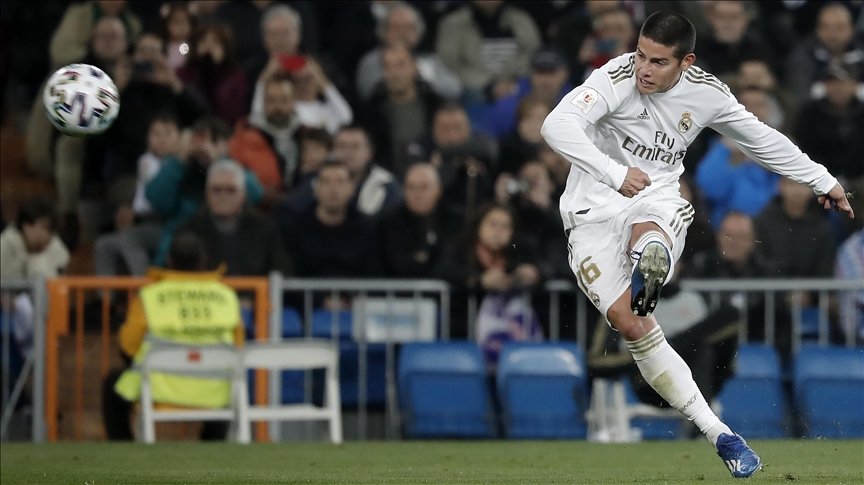 James Rodriguez of Real Madrid in action during the Spanish Copa del Rey match between Real Madrid and Real Sociedad at the Santiago Bernabeu on February 6, 2020, in Madrid, Spain. Photo: Burak Akbulut - Anadolu Agency