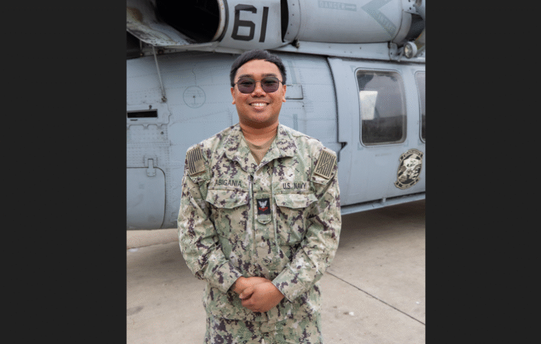 Petty Officer 2nd Class Alan Abigania serves as a logistics specialist with HSC 21 in San Diego. [photo credit: Mass Communication Specialist 1st Class Nadia James, Navy Public Affairs Support Element West]