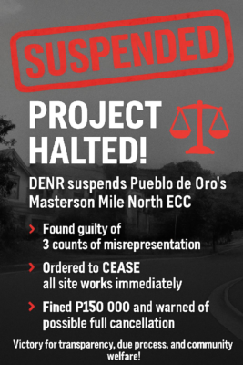 Pueblo de Oro project halted pending compliance with environmental rules. [PR photo]
