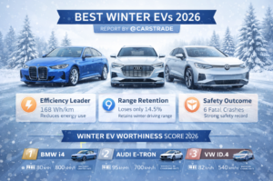 BMW i4 highlighted as the top performer in the Best winter EVs 2026 report.
