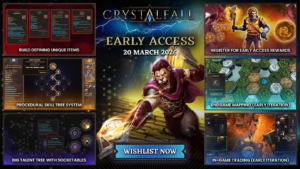 Crystalfall is a steampunk action RPG set in a post-apocalyptic world shaped by volatile crystal energy.