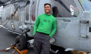 Filipino U.S. Navy sailor Mark Rabanal from Cauayan City, Isabela, participating in NASA Artemis II recovery support operations. [Ashley Craig, Navy Office of Community Outreach ]