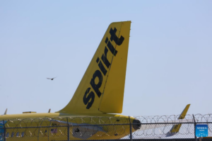 This photo taken on May 3, 2026 shows a plane of Spirit Airlines at LaGuardia Airport in New York, the United States. [Xinhua]