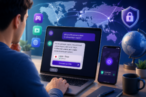 ChatGPT interface demonstrating conversational VPN assistance.