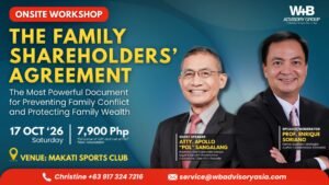 The Family Shareholders' Agreement workshop will focus on governance strategies for family-owned businesses and growing enterprises.