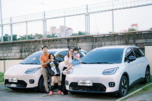 The Galangs use one GAC AION UT to transport production equipment and the other for school runs and city errands.