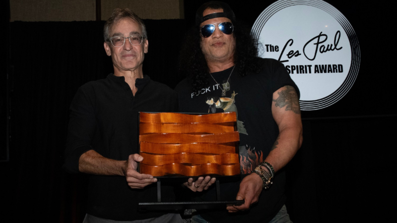 Slash Honored With Les Paul Spirit Award Carved From Studio Relics